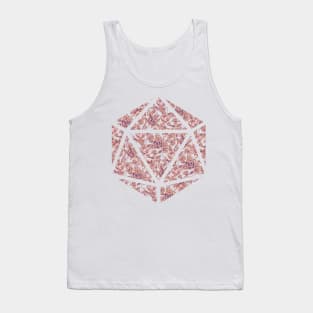 Peach, Purple, and Orange Gradient Rose Vintage Pattern Silhouette D20 - Subtle Dungeons and Dragons Design Tank Top